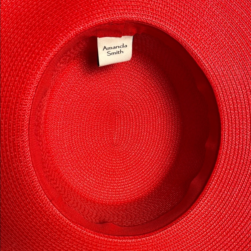 Stunning Vintage Amanda Smith Vibrant Red Women's Hat with Satin Floral Details - Picture 8 of 10